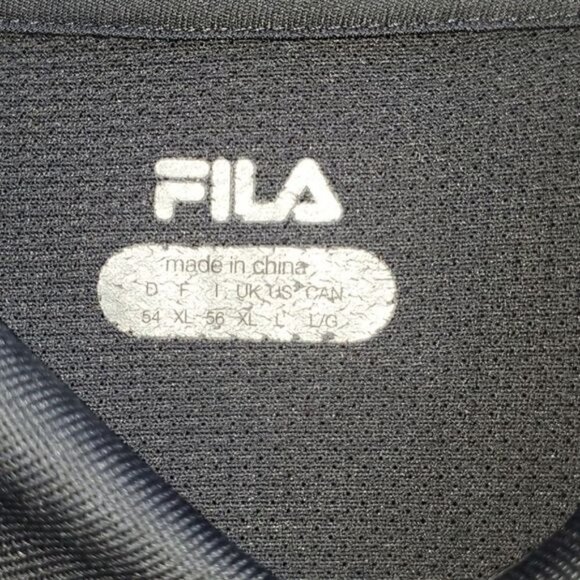 LAST CHANCE...Fila Logo 3 Button Pullover Collared SS Blue & White‎ Polo Sz. L - Picture 5 of 9